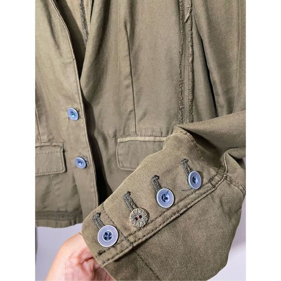 Size 12, Hei Hei Anthropology, Delaney jacket army green and black gingham back. - Picture 3 of 12